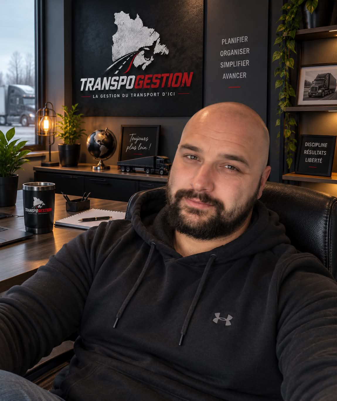 Francis, responsable du service de gestion TranspoGestion, avec un casque d'écoute